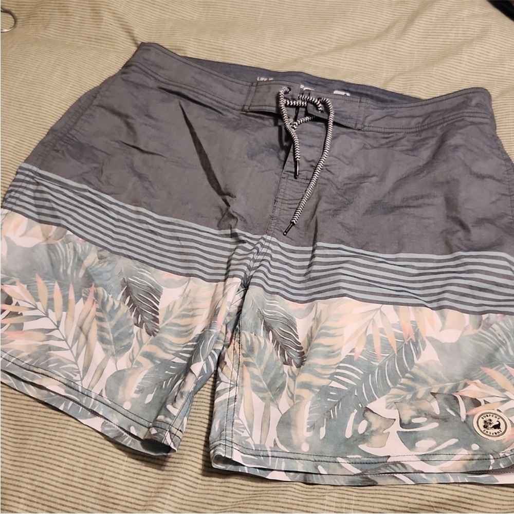 Tropical Gray and Multicolor Men's Swim Shorts